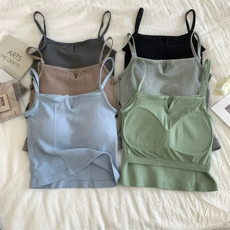 Verona V-Ribbed Built-in Bra Top